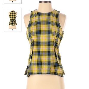 Derek Lam Yellow Plaid Sleeveless Top